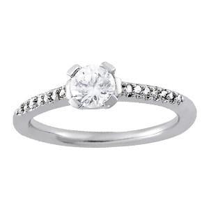 1.12 karaat diamanten solitaire ring met accenten wit goud 14k - harrychadent.nl