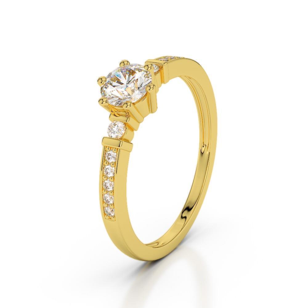 1.25 ct Solitaire met accent diamanten verlovingsring geel goud 14k - harrychadent.nl