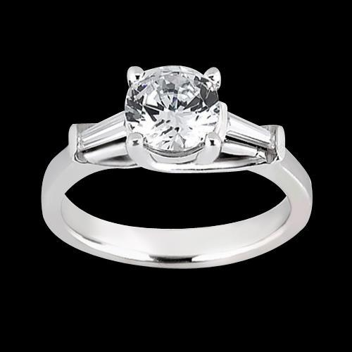 1,27 karaat Ronde en Stokbrood Echt Diamanten Ring Met Drie Stenen Witgoud