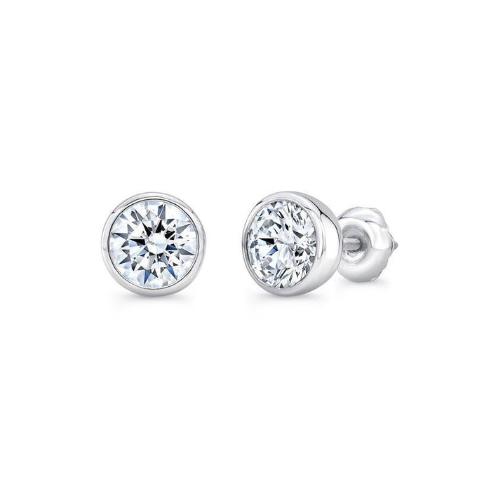 1.30 karaat ronde diamanten Stud Earring bezel set wit goud 14K - harrychadent.nl