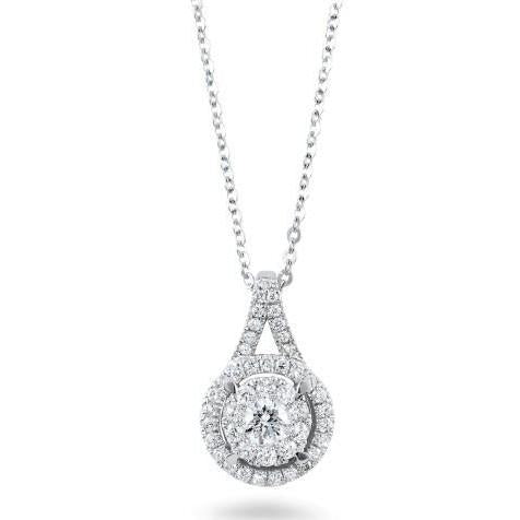 1,33 ct Sprankelende Ronde Geslepen Echt Diamanten Grote Hanger Ketting Wit Goud