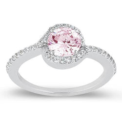 1.35 ct roze saffier & ronde diamanten verlovingsring edelsteen WG 14K