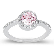 Afbeelding in Gallery-weergave laden, 1.35 ct roze saffier &amp; ronde diamanten verlovingsring edelsteen WG 14K - harrychadent.nl
