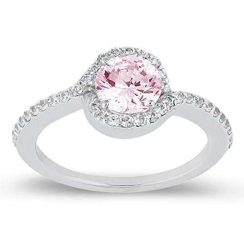 1.35 ct roze saffier & ronde diamanten verlovingsring edelsteen WG 14K - harrychadent.nl