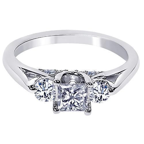 1,35 Karaat Echt Diamanten 3 Stenen Stijl Verlovingsring Wit Goud 14K