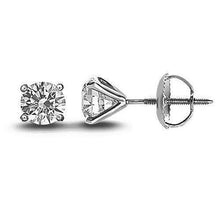 Afbeelding in Gallery-weergave laden, GIA-gecertificeerd 1.40 Ct viertanden set ronde Natuurlijke echte diamanten ( niet in een laboratorium gekweekt ) dames oorknopjes

