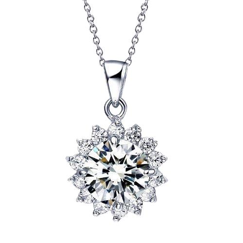 1.40 karaat ronde diamanten halsketting hanger wit goud 14K - harrychadent.nl