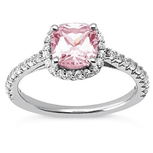 1.41 Ct Kussen Roze Saffier Jubileum Halo Ring Edelsteen - harrychadent.nl