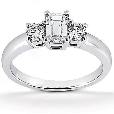 1.41 ct. diamant three stone ring emerald cut gouden sieraden nieuw