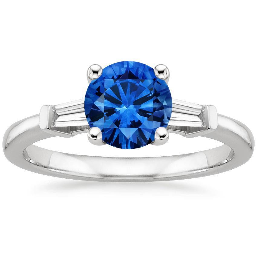 1.5 Ct Sri Lanka Sapphire En Baguette Diamanten 3 Stenen Ring - harrychadent.nl