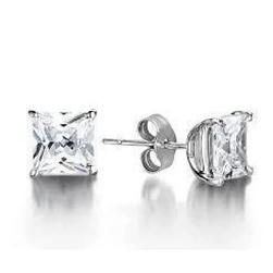 1.5 ct Princess Cut Diamond Stud Earring 14K witgoud - harrychadent.nl