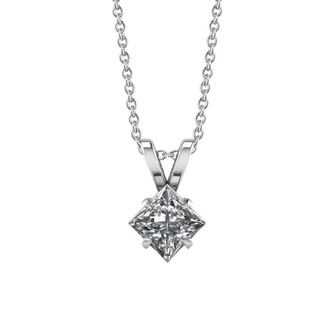 1.5 ct Solitaire Princess Cut diamanten hanger 14K witgoud - harrychadent.nl