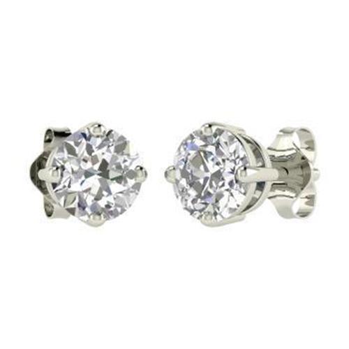 1.5 ct Solitaire ronde briljante diamanten Stud Earring 14K witgoud - harrychadent.nl