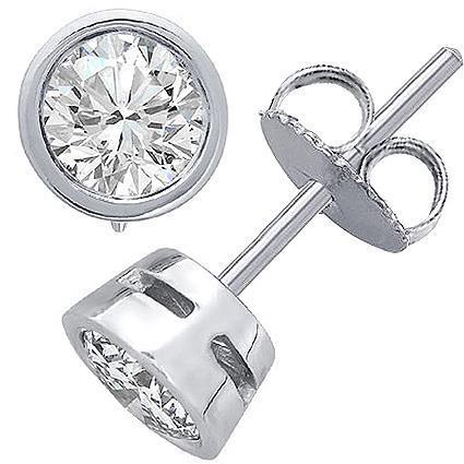 1.5 ct bezel set F Vs1 ronde diamanten oorknopjes wit goud - harrychadent.nl