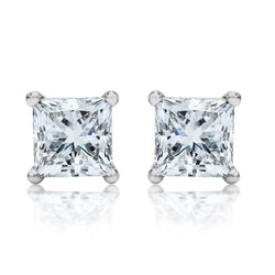 1.5 ct viertanden set prinses diamanten oorknopjes 14k witgoud