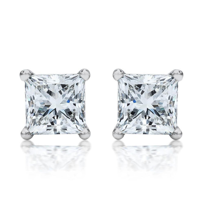 1.5 ct viertanden set prinses diamanten oorknopjes 14k witgoud - harrychadent.nl