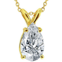 1.5 karaat peer diamant solitaire hanger ketting geel goud