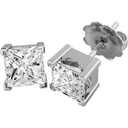 1.5 karaat prinses geslepen diamanten oorbel wit massief goud 14K - harrychadent.nl