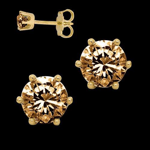 1.50 Ct Bruine Diamanten Oorstekers Kroonzetting Oorbellen Geel Goud 14K