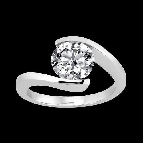1.50 Karaat Diamant Staafzetting Solitaire Ring Witgoud