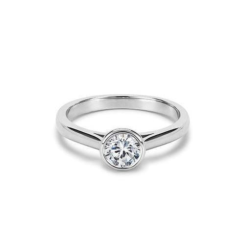 1.50 ct bezel set sprankelende ronde geslepen diamanten solitaire ring