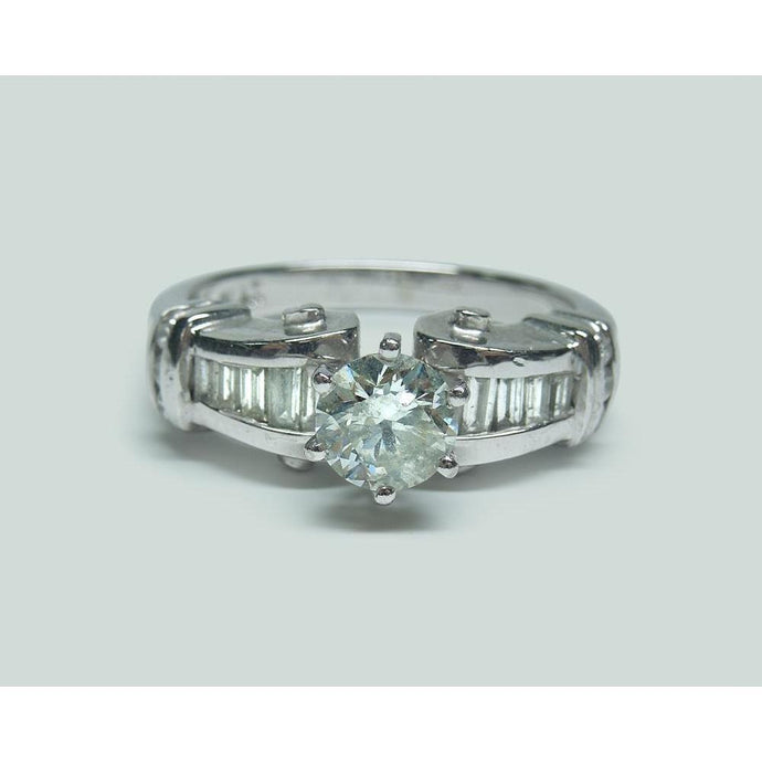 1.50 karaat ronde en stokbrood diamanten verlovingsring wit goud 14K - harrychadent.nl