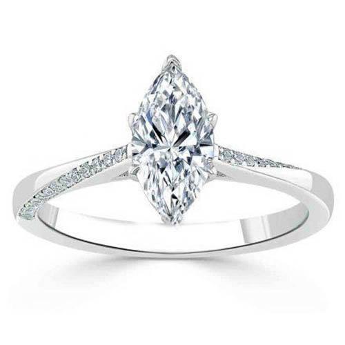 1,50 Karaat Marquise Geslepen Echt Diamanten Ring Met Accenten Wit Goud 14K