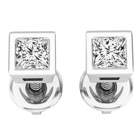 1,50 Karaat Prinses Geslepen Echt Diamanten Oorknopjes Wit Goud 14K