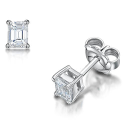 1,50 Karaat Prong Set Emerald Cut Echt Diamant Oorknopjes Gouden Sieraden