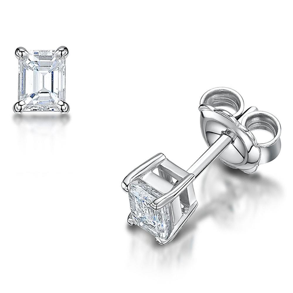 1,50 Karaat Prong Set Emerald Cut Echt Diamant Oorknopjes Gouden Sieraden