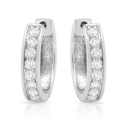 1,50 Karaat Ronde Echt Diamanten Dames Hoepeloorring Wit Goud 14K