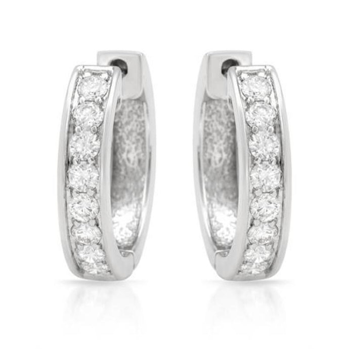 1,50 Karaat Ronde Echt Diamanten Dames Hoepeloorring Wit Goud 14K