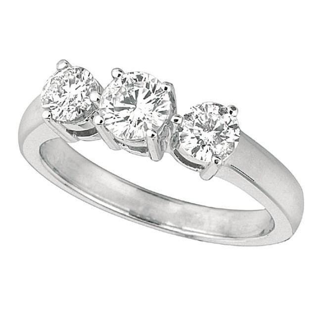 1,50 Karaat Ronde Echt Diamanten Drie Stenen Jubileum Ring Wit Goud 14K