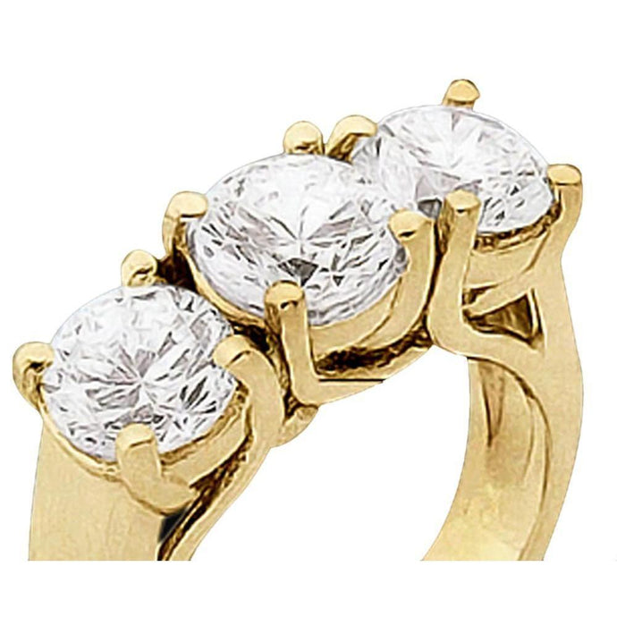 1,50 Karaat Verlovingsring Met 3 Stenen Echt Diamanten Ring Massief Geel Goud 14K
