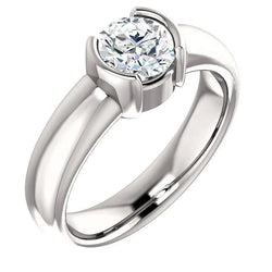 1,50 ct. Fonkelende Ronde Echt Diamanten Halve Ring Solitaire Ring
