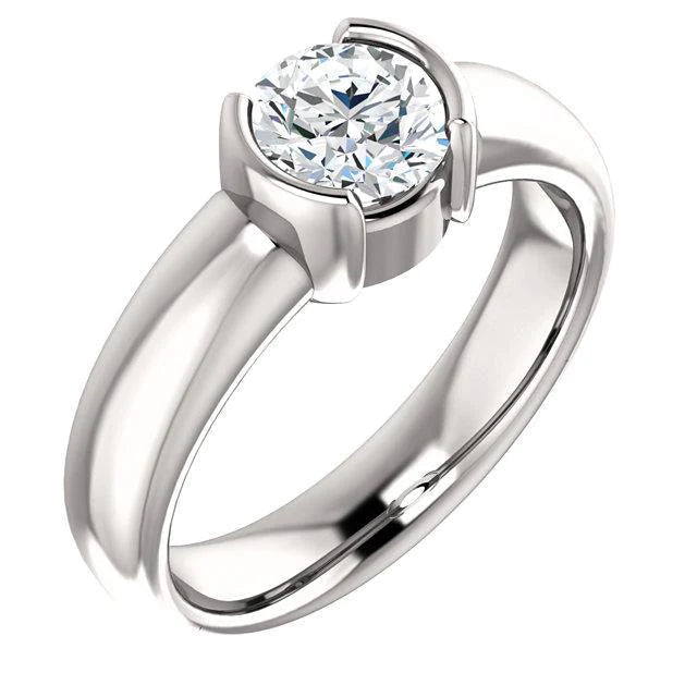 1,50 ct. Fonkelende Ronde Echt Diamanten Halve Ring Solitaire Ring