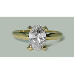 1.51 karaat ovale diamanten solitaire ring geel goud 14K