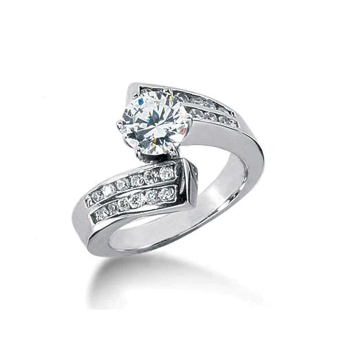 1,51 Ct. Echt Diamanten Solitaire Ring Met Accenten