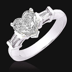 1,51 Ct. Hart Echt Diamant Geslepen Witgoud Nieuwe Drie Stenen Ring