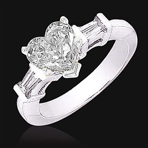 1,51 Ct. Hart Echt Diamant Geslepen Witgoud Nieuwe Drie Stenen Ring