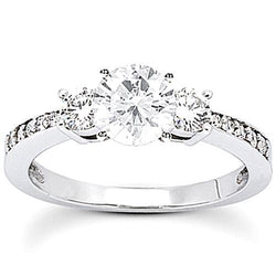 1,51 Karaat Echt Diamanten 3 Stenen Verlovingsring Wit Goud 14K