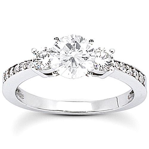 1,51 Karaat Echt Diamanten 3 Stenen Verlovingsring Wit Goud 14K