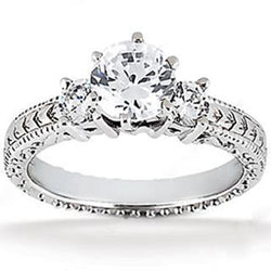 1,51 ct. Antieke Stijl Gouden Echt Diamanten Drie Stenen Trouwring