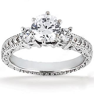 1,51 ct. Antieke Stijl Gouden Echt Diamanten Drie Stenen Trouwring