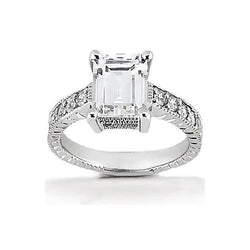 1,51 ct. Emerald Echt Diamant Engagement Ring Antieke Stijl Sieraden