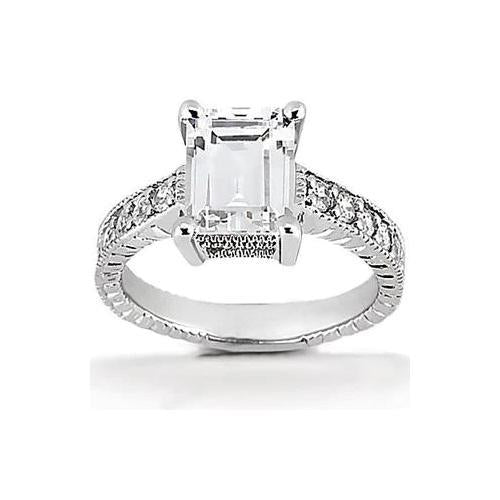 1,51 ct. Emerald Echt Diamant Engagement Ring Antieke Stijl Sieraden