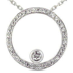 1,54 Ct. Echt Diamanten Hanger Met Ronde Geslepen Diamanten Omlijsting