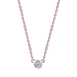 1,5 Karaat Echt Diamanten 16 Of 18" Hanger Ketting Rose Gold Yard Bezel Set