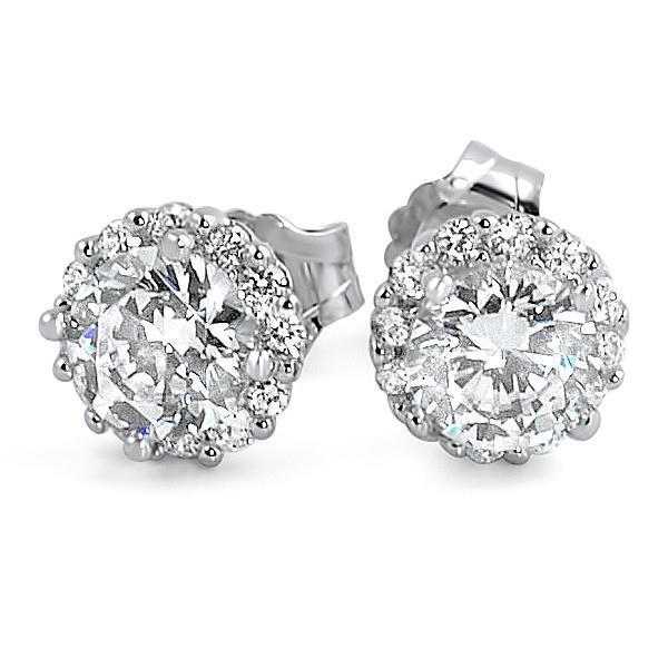 1,5 ct. Echt Diamant Lady Studs Halo Earring Witgouden Sieraden