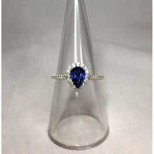 Afbeelding in Gallery-weergave laden, 1.60 ct peer geslepen Sri Lanka blauwe saffier diamanten ring - harrychadent.nl
